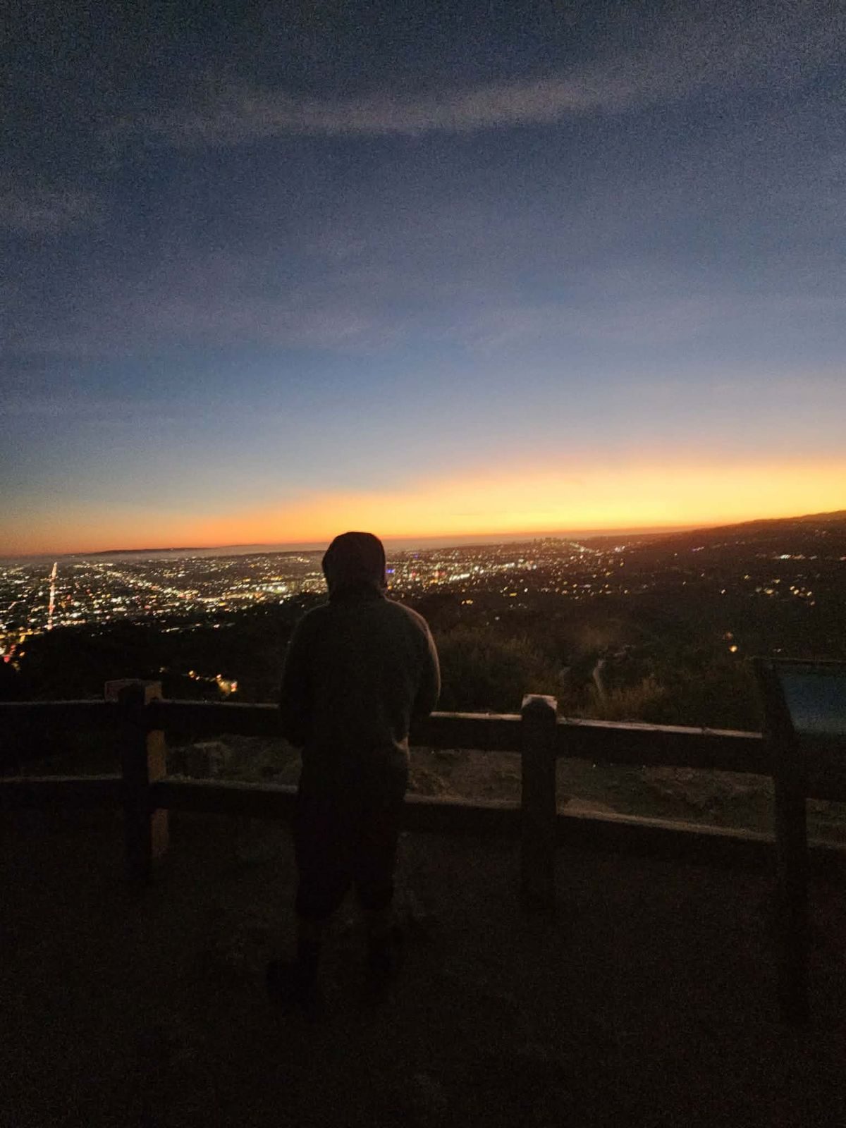 Looking over Los Angeles at sunset